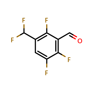 Chemical structure of 3-(difluoromethyl)-2,5,6-trifluorobenzaldehyde , CAS 2303565-62-8, AChemBlock AD246686