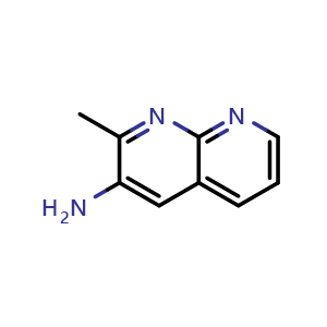 Chemical structure of 2-methyl-1,8-naphthyridin-3-amine , CAS 913945-42-3, AChemBlock AD246696