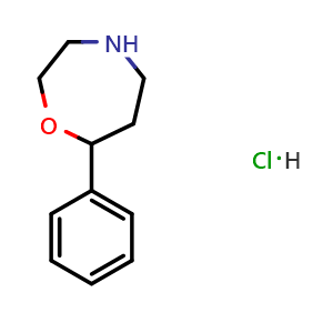 Chemical structure of 7-phenyl-1,4-oxazepane hydrochloride , CAS 2172051-60-2, AChemBlock AD246700