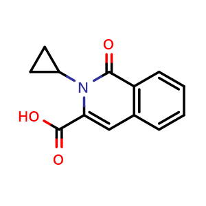 Chemical structure of 2-cyclopropyl-1-oxo-1,2-dihydroisoquinoline-3-carboxylic acid , CAS 3030842-31-7, AChemBlock AD246730