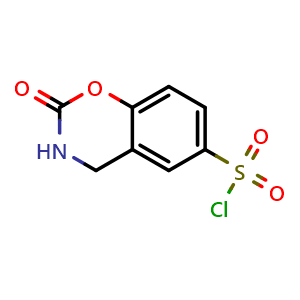 Chemical structure of 2-oxo-3,4-dihydro-2H-1,3-benzoxazine-6-sulfonyl chloride , CAS 1427379-39-2, AChemBlock AD246733