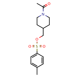 Chemical structure of (1-acetylpiperidin-4-yl)methyl 4-methylbenzenesulfonate , CAS 846057-25-8, AChemBlock AD246741