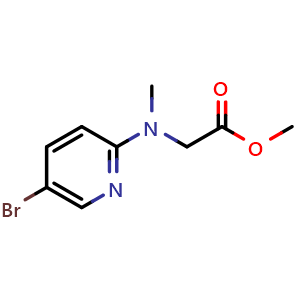 Chemical structure of Methyl N-(5-bromopyridin-2-yl)-N-methylglycinate , CAS 1249621-29-1, AChemBlock AD246743
