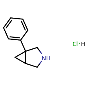 Chemical structure of 1-phenyl-3-azabicyclo[3.1.0]hexane hydrochloride , CAS 66505-14-4, AChemBlock AD246755