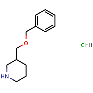 Chemical structure of 3-[(benzyloxy)methyl]piperidine hydrochloride , CAS 1185052-50-9, AChemBlock AD246761