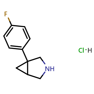 Chemical structure of 1-(4-fluorophenyl)-3-azabicyclo[3.1.0]hexane hydrochloride , CAS 66504-54-9, AChemBlock AD246801