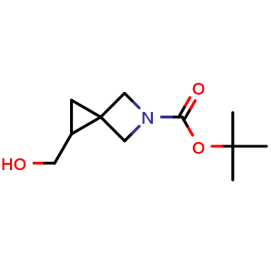 Chemical structure of tert-butyl 1-(hydroxymethyl)-5-azaspiro[2.3]hexane-5-carboxylate , CAS 1375303-98-2, AChemBlock AD246808