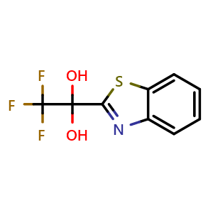 Chemical structure of 1-(1,3-benzothiazol-2-yl)-2,2,2-trifluoroethane-1,1-diol , CAS 1033591-96-6, AChemBlock AD246814