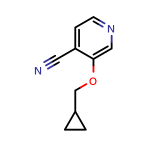 Chemical structure of 3-(cyclopropylmethoxy)isonicotinonitrile , CAS 1540086-86-9, AChemBlock AD246816