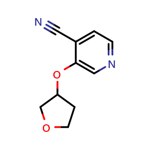Chemical structure of 3-((tetrahydrofuran-3-yl)oxy)isonicotinonitrile , CAS 1509582-17-5, AChemBlock AD246817