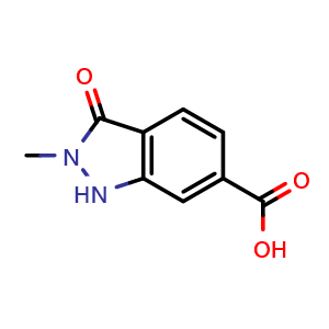 Chemical structure of 2-methyl-3-oxo-2,3-dihydro-1H-indazole-6-carboxylic acid , CAS 1374258-65-7, AChemBlock AD246820