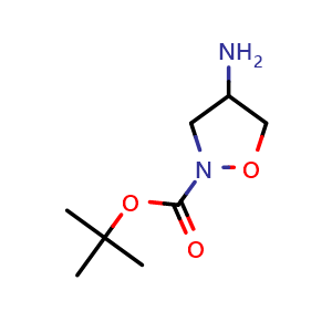 Chemical structure of tert-butyl 4-amino-1,2-oxazolidine-2-carboxylate , CAS 1309959-07-6, AChemBlock AD246822