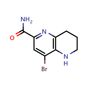 Chemical structure of 4-bromo-5,6,7,8-tetrahydro-1,5-naphthyridine-2-carboxamide , CAS 1785759-91-2, AChemBlock AD246824
