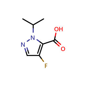 Chemical structure of 4-Fluoro-1-isopropyl-1H-pyrazole-5-carboxylic acid , CAS 1198437-24-9, AChemBlock AD246832