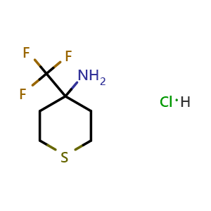 Chemical structure of 4-(trifluoromethyl)thian-4-amine hydrochloride , CAS 2225136-90-1, AChemBlock AD246841