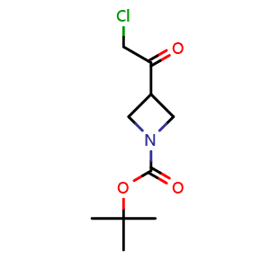 Chemical structure of tert-butyl 3-(2-chloroacetyl)azetidine-1-carboxylate , CAS 1260824-43-8, AChemBlock AD246842