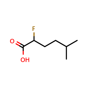 Chemical structure of 2-fluoro-5-methylhexanoic acid , CAS 5659-99-4, AChemBlock AD246846