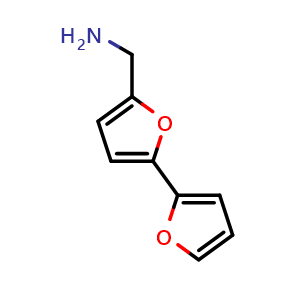 Chemical structure of [5-(furan-2-yl)furan-2-yl]methanamine , CAS 1421603-73-7, AChemBlock AD246847