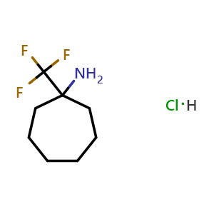 Chemical structure of 1-(trifluoromethyl)cycloheptan-1-amine hydrochloride , CAS 2470440-92-5, AChemBlock AD246855