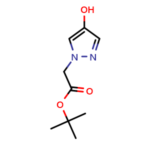 Chemical structure of tert-butyl 2-(4-hydroxy-1H-pyrazol-1-yl)acetate , CAS 883976-91-8, AChemBlock AD246876