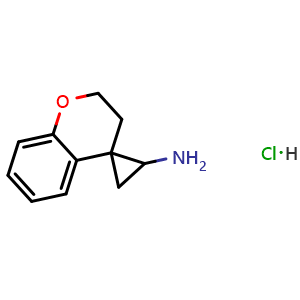 Chemical structure of 2,3-dihydrospiro[1-benzopyran-4,1'-cyclopropane]-3'-amine hydrochloride , CAS 1354958-26-1, AChemBlock AD246880