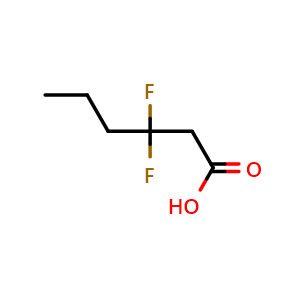 Chemical structure of 3,3-difluorohexanoic acid , CAS 175286-62-1, AChemBlock AD246882