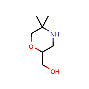 Chemical structure of (5,5-dimethylmorpholin-2-yl)methanol , CAS 380464-90-4, AChemBlock AD246889