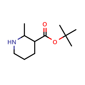 Chemical structure of tert-butyl 2-methylpiperidine-3-carboxylate , CAS 1856659-10-3, AChemBlock AD246905
