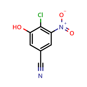 Chemical structure of 4-chloro-3-hydroxy-5-nitro-benzonitrile , CAS 180031-16-7, AChemBlock AD246925