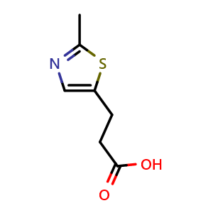 Chemical structure of 3-(2-methyl-1,3-thiazol-5-yl)propanoic acid , CAS 60588-57-0, AChemBlock AD246939