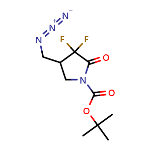 Chemical structure of tert-butyl 4-(azidomethyl)-3,3-difluoro-2-oxopyrrolidine-1-carboxylate , CAS 2832911-58-5, AChemBlock AD246946