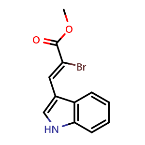 Chemical structure of methyl (2Z)-2-bromo-3-(1H-indol-3-yl)prop-2-enoate , CAS 1342341-44-9, AChemBlock AD246953