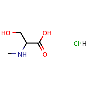 Chemical structure of 3-hydroxy-2-(methylamino)propanoic acid hydrochloride , CAS 2374696-79-2, AChemBlock AD246955
