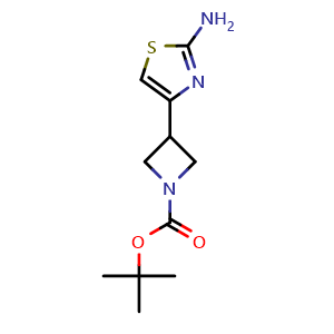 Chemical structure of tert-butyl 3-(2-amino-1,3-thiazol-4-yl)azetidine-1-carboxylate , CAS 1146085-16-6, AChemBlock AD246962
