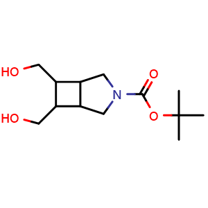 Chemical structure of tert-butyl 6,7-bis(hydroxymethyl)-3-azabicyclo[3.2.0]heptane-3-carboxylate , CAS 3026715-54-5, AChemBlock AD246965