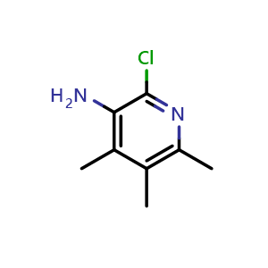 Chemical structure of 2-chloro-4,5,6-trimethylpyridin-3-amine , CAS 2140305-48-0, AChemBlock AD246969
