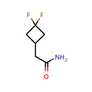 Chemical structure of 2-(3,3-difluorocyclobutyl)acetamide , CAS 2098014-69-6, AChemBlock AD246980