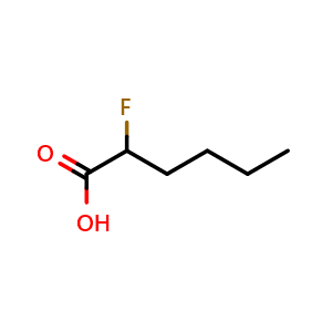 Chemical structure of 2-fluorohexanoic acid , CAS 1578-57-0, AChemBlock AD246981