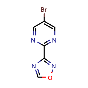 Chemical structure of 5-bromo-2-(1,2,4-oxadiazol-3-yl)pyrimidine , CAS 2098092-67-0, AChemBlock AD246983