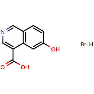 Chemical structure of 6-Hydroxyisoquinoline-4-carboxylic acid hydrobromide , CAS 2097936-69-9, AChemBlock AD246988