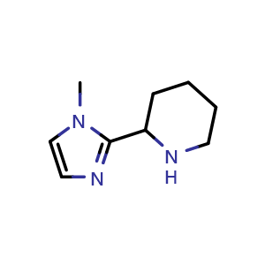 Chemical structure of 2-(1-methyl-1H-imidazol-2-yl)piperidine , CAS 933713-92-9, AChemBlock AD246992