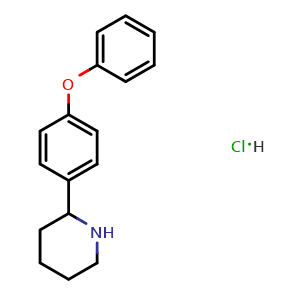 Chemical structure of 2-(4-phenoxyphenyl)piperidine hydrochloride , CAS 2602564-62-3, AChemBlock AD246994