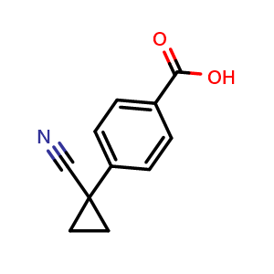 Chemical structure of 4-(1-cyanocyclopropyl)benzoic acid , CAS 915020-91-6, AChemBlock AD246996