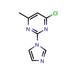 Chemical structure of 4-chloro-2-(1H-imidazol-1-yl)-6-methylpyrimidine , CAS 135052-24-3, AChemBlock AD247000