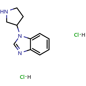 Chemical structure of 1-(pyrrolidin-3-yl)-1H-1,3-benzodiazole dihydrochloride , CAS 1461706-03-5, AChemBlock AD247002