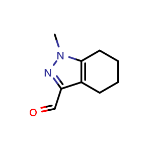 Chemical structure of 1-methyl-4,5,6,7-tetrahydro-1H-indazole-3-carbaldehyde , CAS 1018663-58-5, AChemBlock AD247003