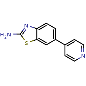 Chemical structure of 6-(pyridin-4-yl)-1,3-benzothiazol-2-amine , CAS 1265849-16-8, AChemBlock AD247010