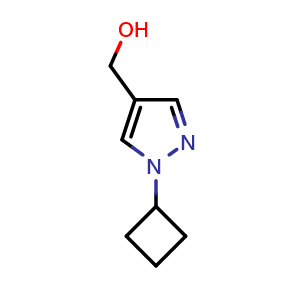 Chemical structure of (1-cyclobutyl-1H-pyrazol-4-yl)methanol , CAS 2098080-38-5, AChemBlock AD247012