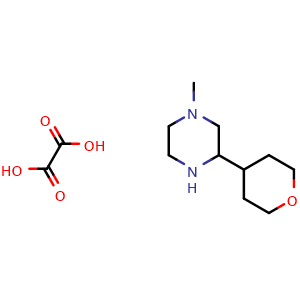 Chemical structure of 1-methyl-3-(oxan-4-yl)piperazine; oxalic acid , CAS 2288709-72-6, AChemBlock AD247013