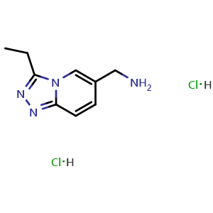 Chemical structure of 1-{3-ethyl-[1,2,4]triazolo[4,3-a]pyridin-6-yl}methanamine dihydrochloride , CAS 2770625-11-9, AChemBlock AD247015